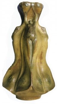 Vase Femme-fleur - Grès blanc émaillé Mougin Paris <br/>3 exemplaires - H: 80cm - Valeur : 30000<br/>ex. collection CORBIN