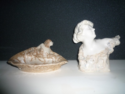 (dr.) Buste de femme - Albert Finot - Porcelaine<br/>(ga) Vide Poche - Albert Finot - Valeur : 3000